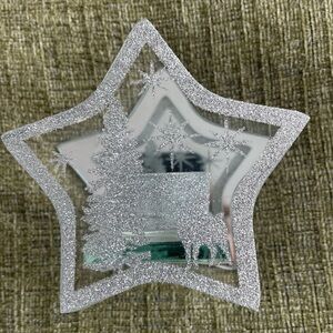 Silver Glitter Star tea light holder
